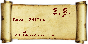 Bakay Zéta névjegykártya